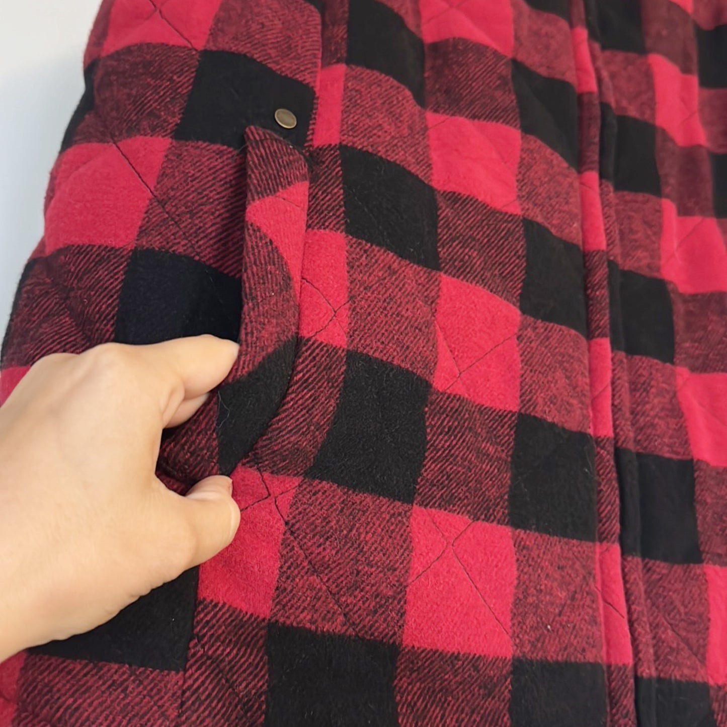 Maurice’s Plaid Red Puffer Styled Sherpa Detailed Vest