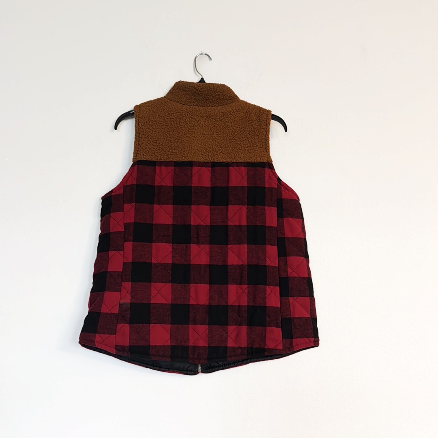 Maurice’s Plaid Red Puffer Styled Sherpa Detailed Vest