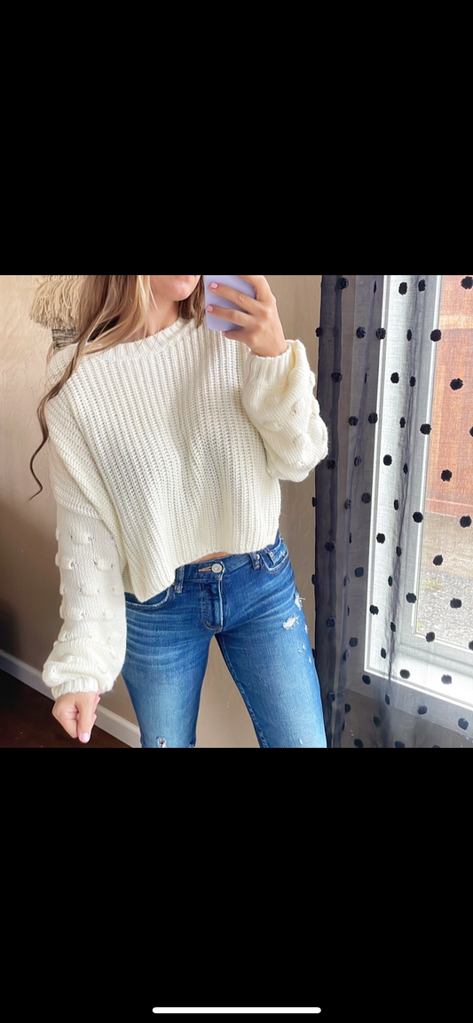 Bubble Knit Sleeve Cozy Sweater