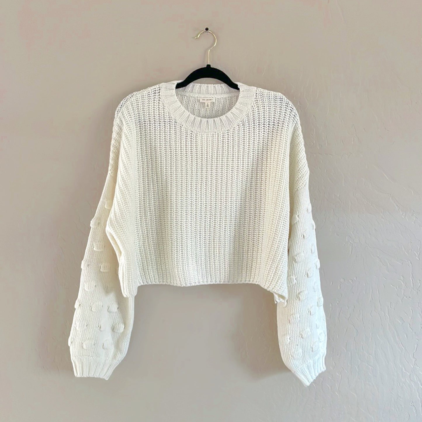 Bubble Knit Sleeve Cozy Sweater
