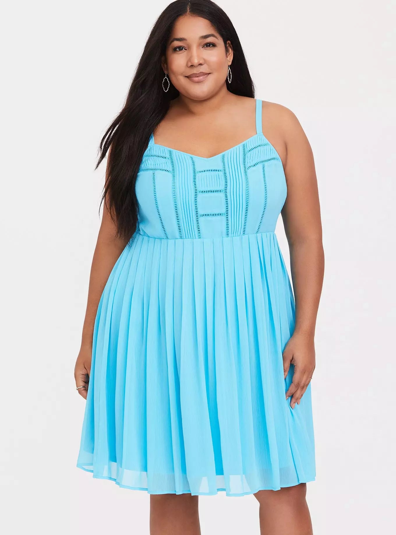 Torrid Blue Chiffon Pleated Skater Dress Size 1X