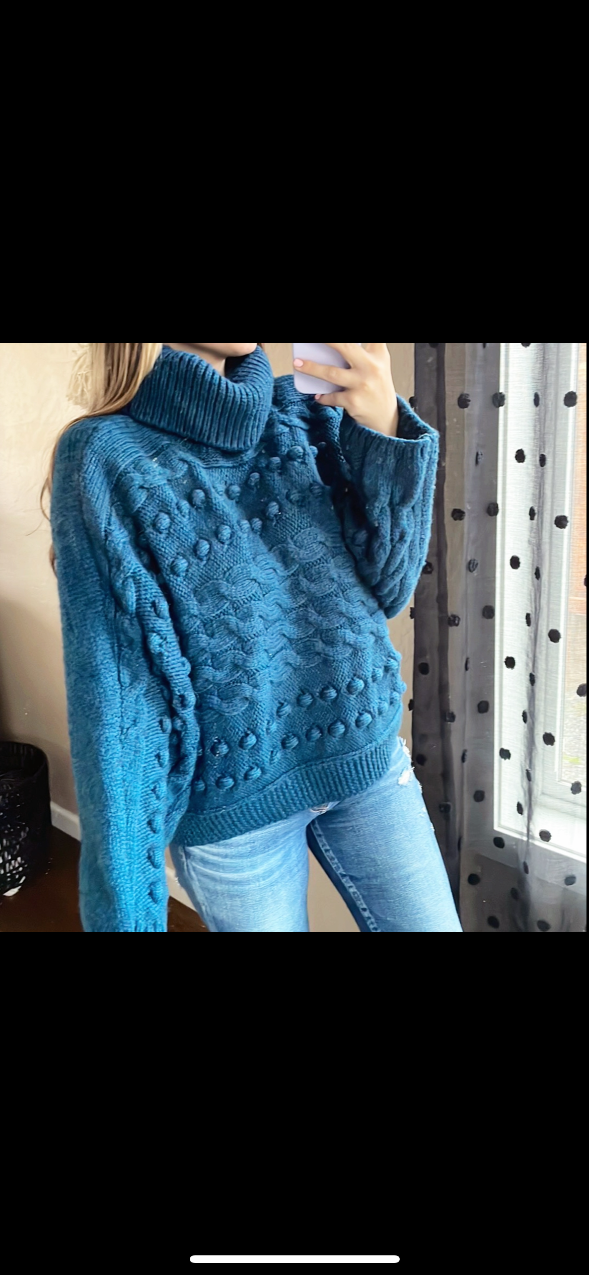 Bubble Knit Turtleneck Sweater