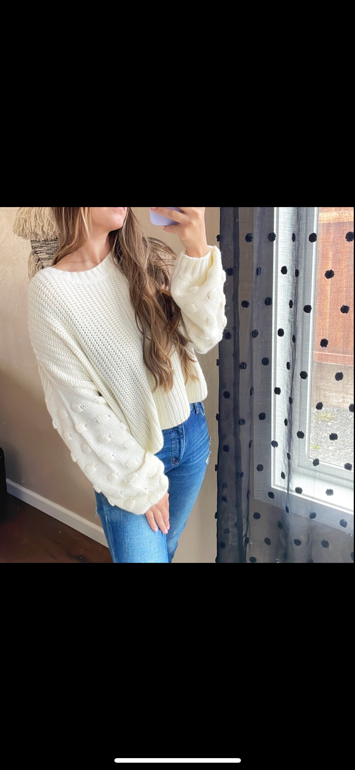 Bubble Knit Sleeve Cozy Sweater