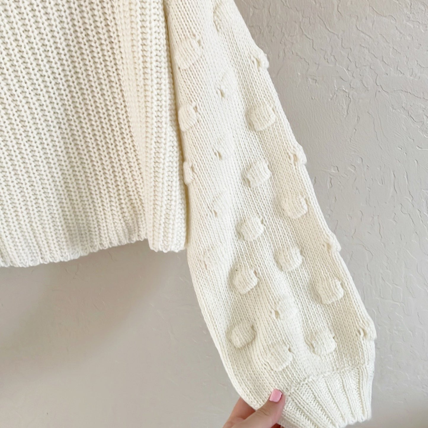 Bubble Knit Sleeve Cozy Sweater