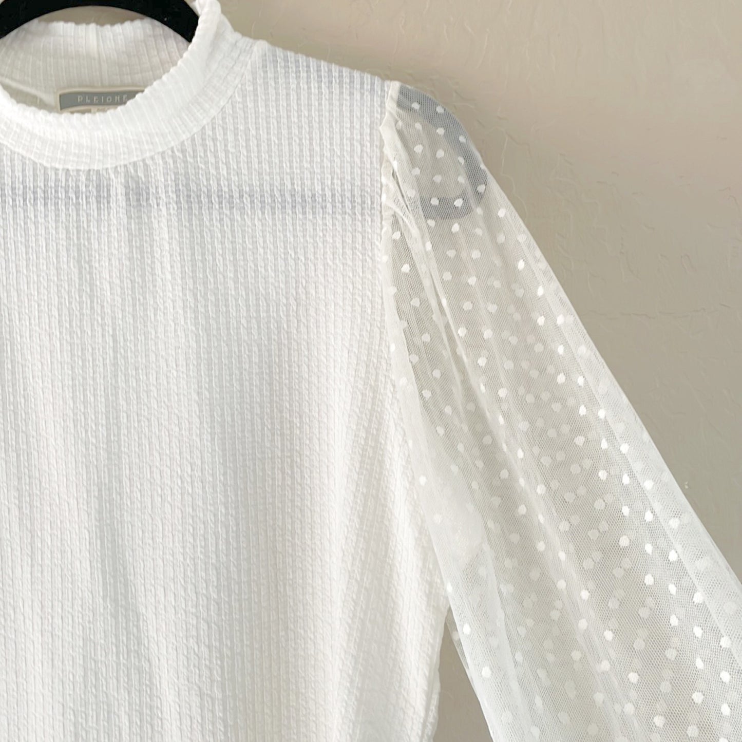 Sheer Dot Sleeve Knit Top