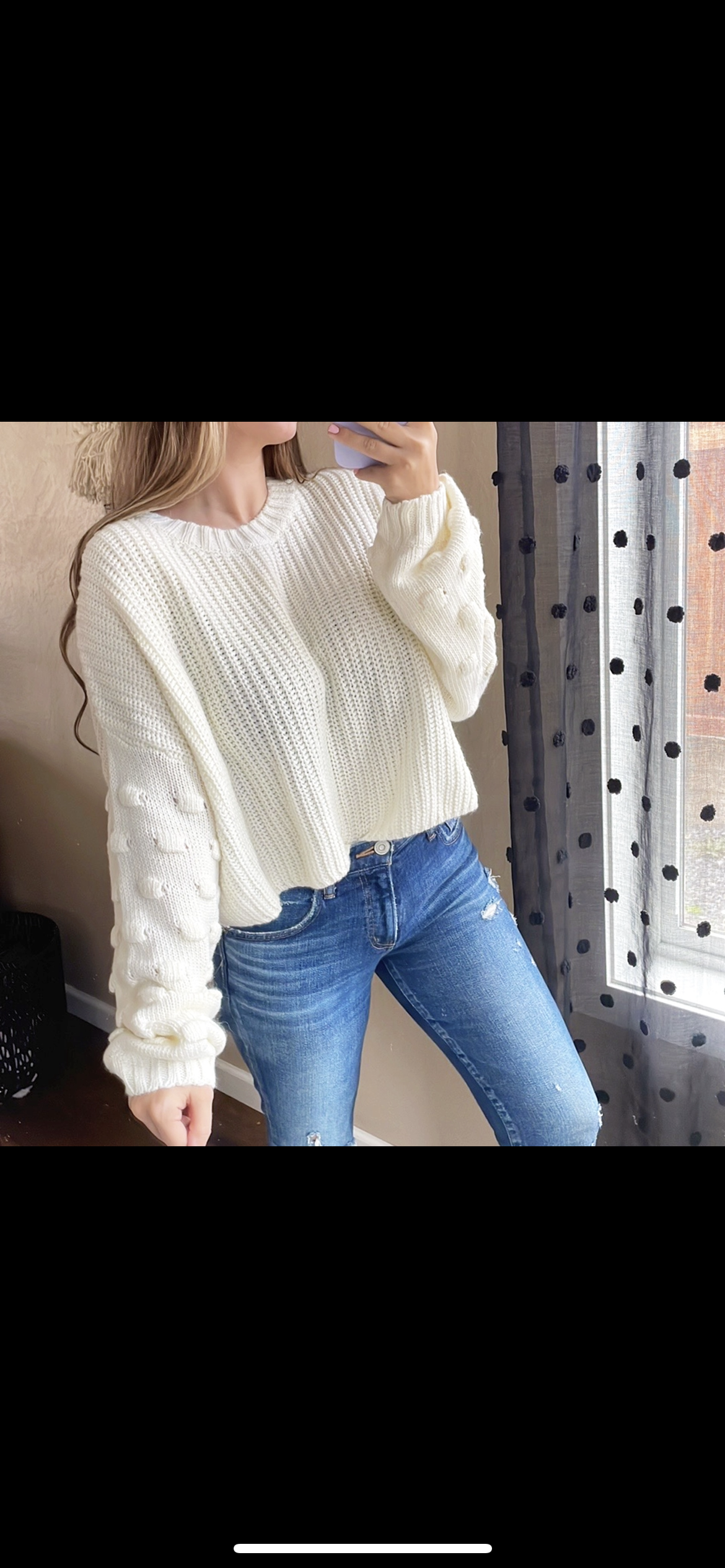 Bubble Knit Sleeve Cozy Sweater