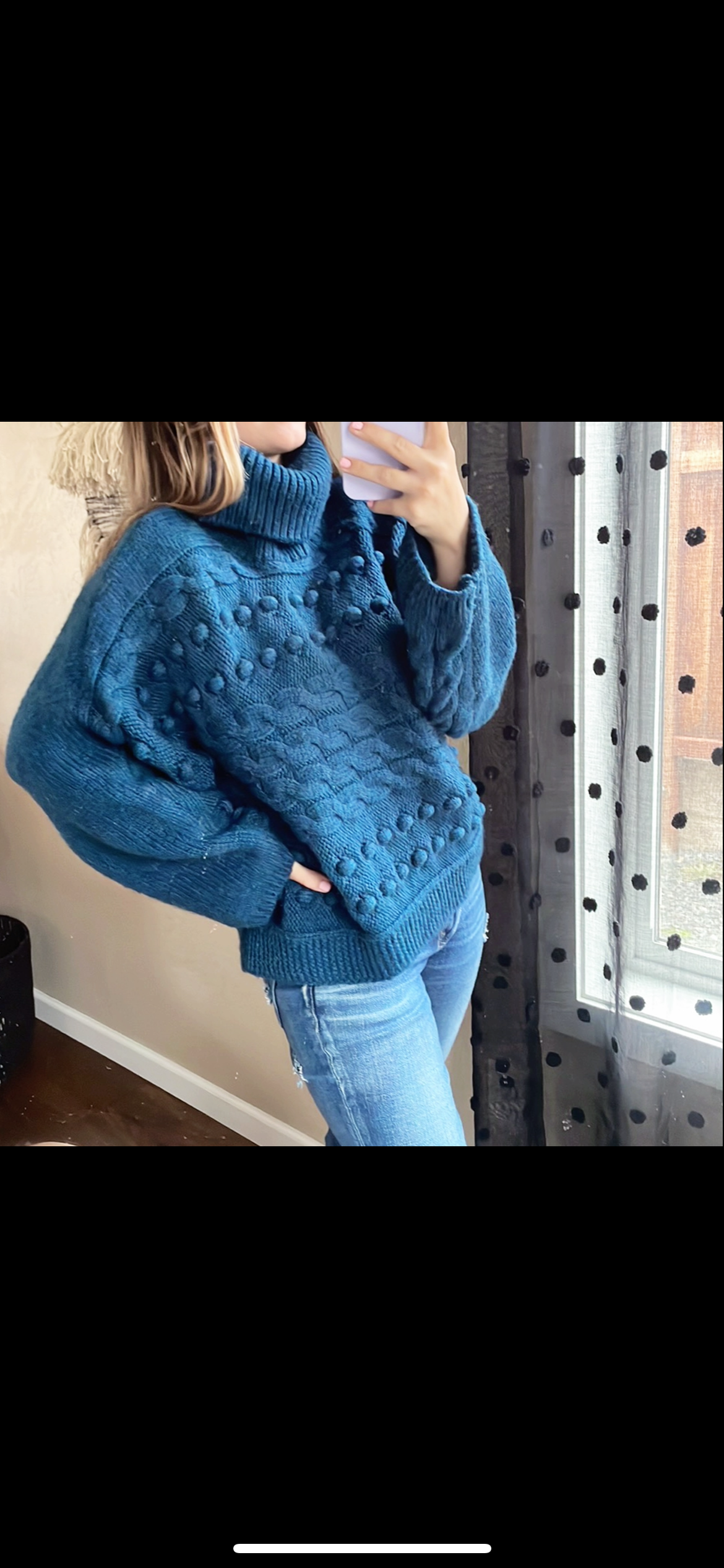 Bubble Knit Turtleneck Sweater