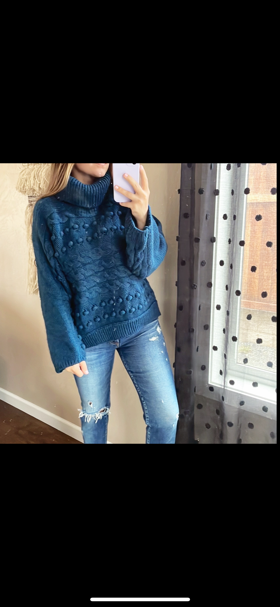 Bubble Knit Turtleneck Sweater