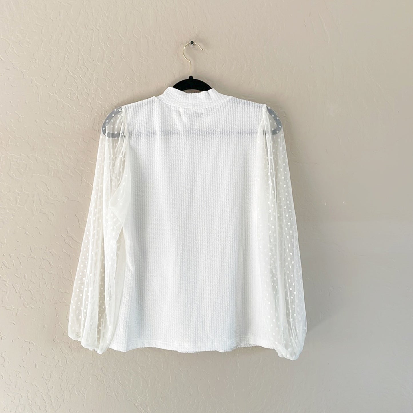 Sheer Dot Sleeve Knit Top