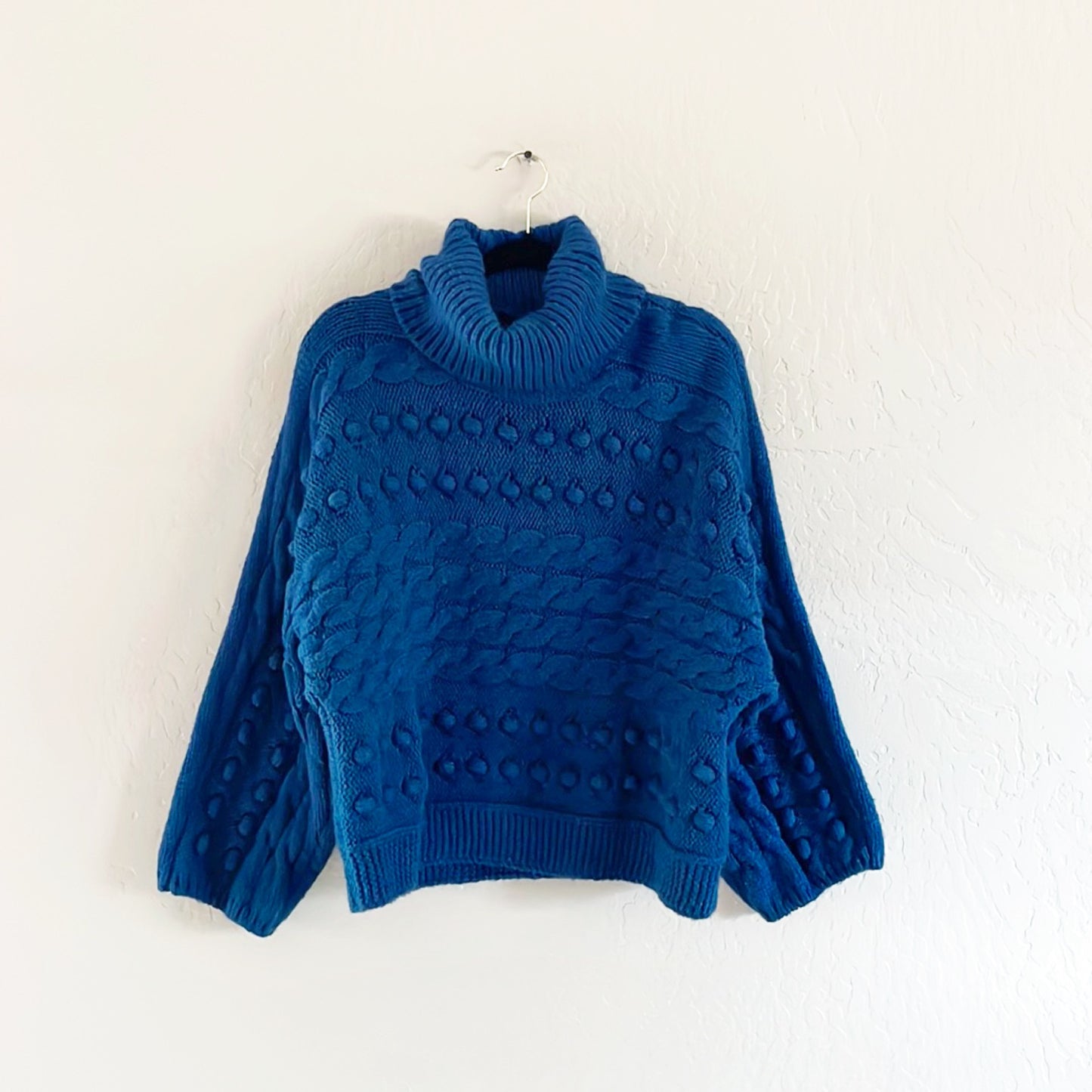 Bubble Knit Turtleneck Sweater