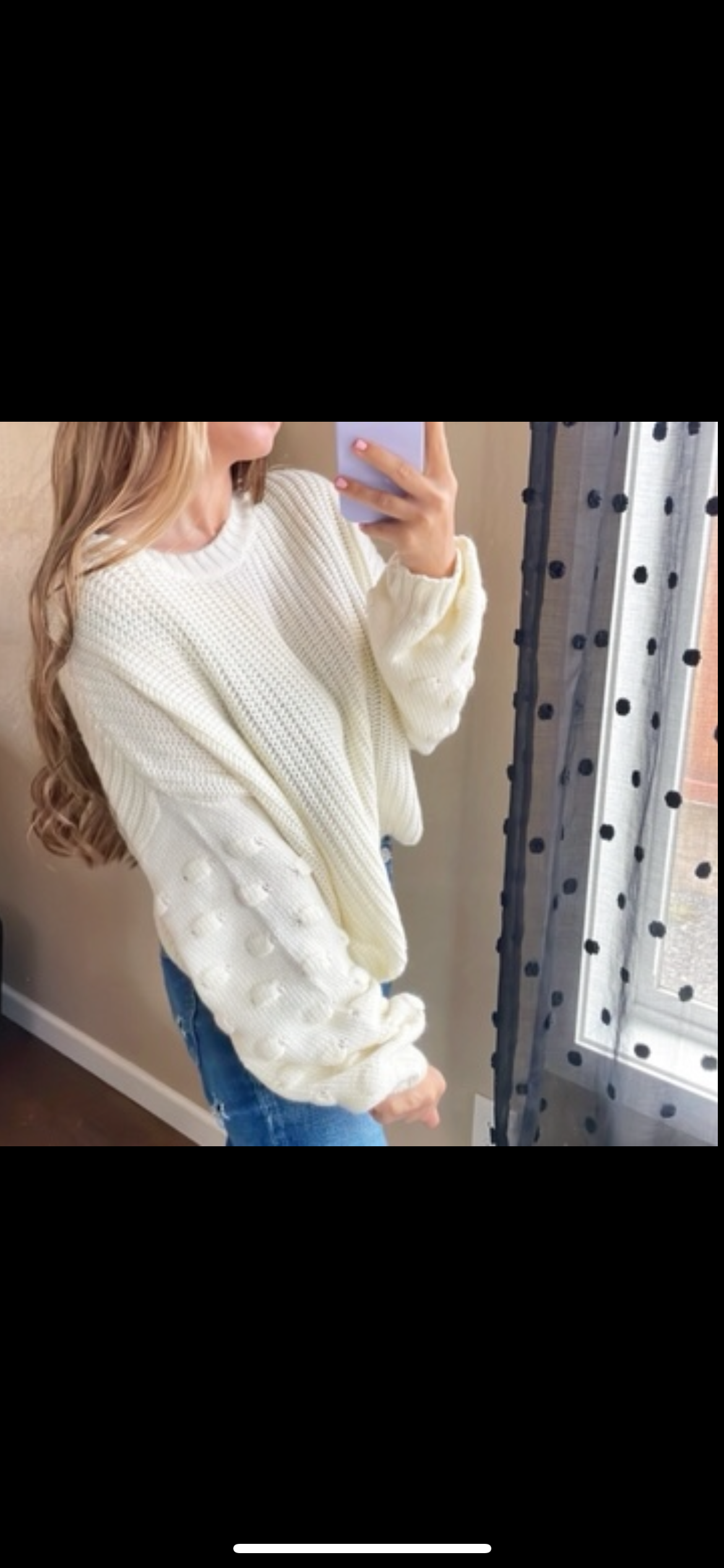 Bubble Knit Sleeve Cozy Sweater