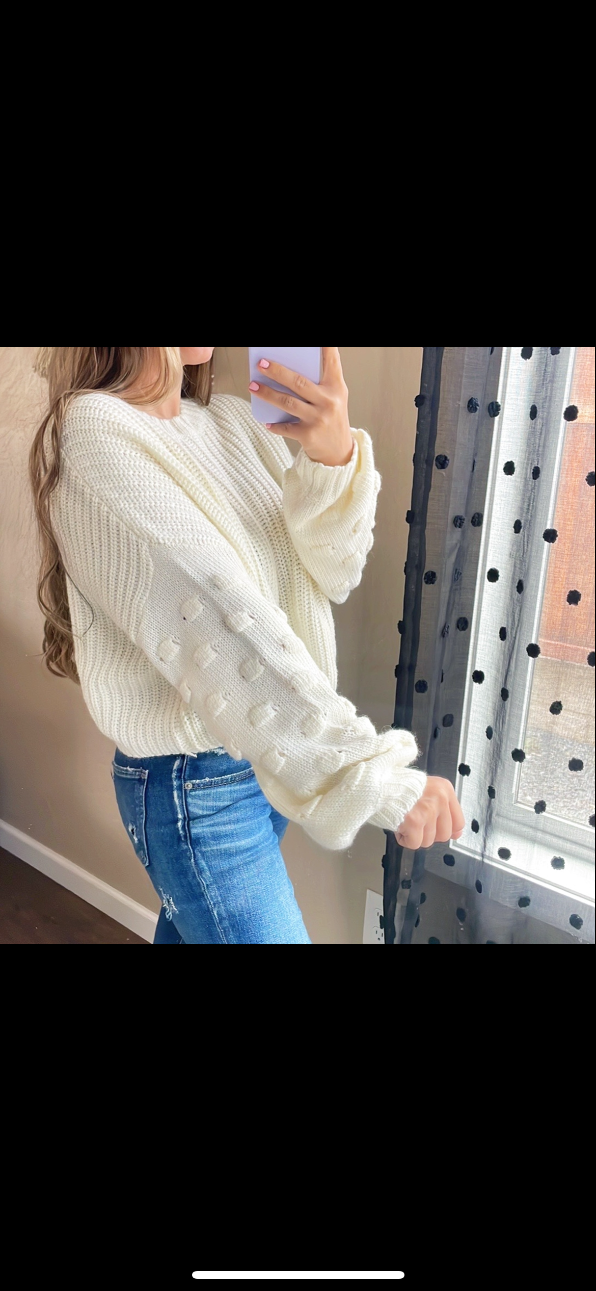 Bubble Knit Sleeve Cozy Sweater