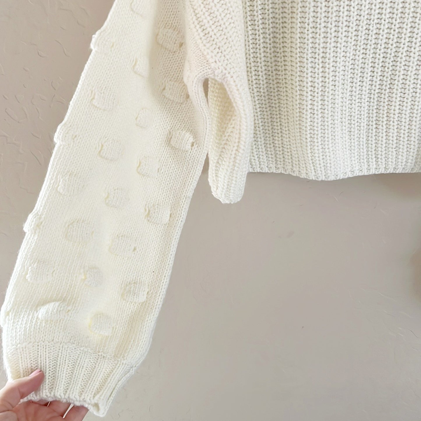 Bubble Knit Sleeve Cozy Sweater